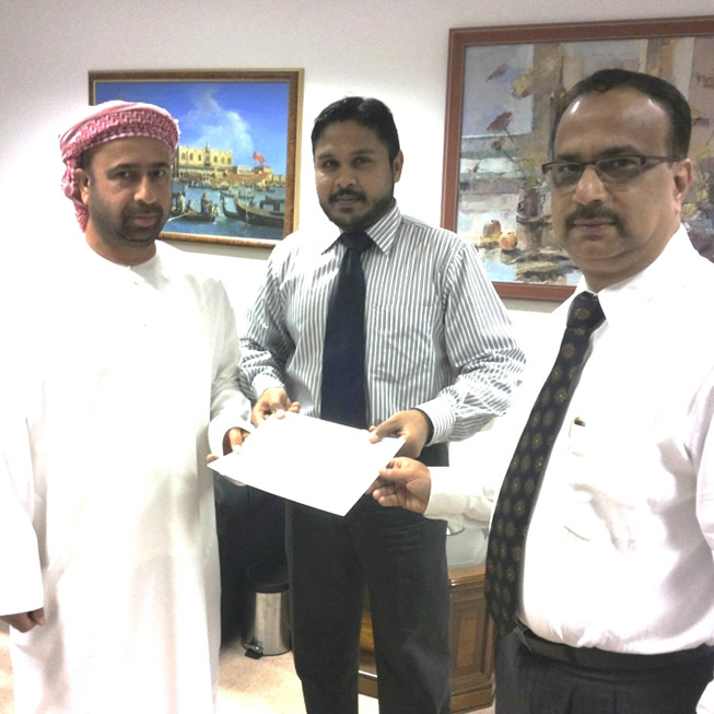 Appreciation Certificate presented by ED to QC Assistant Mr. Aqeel on 23-10-2013